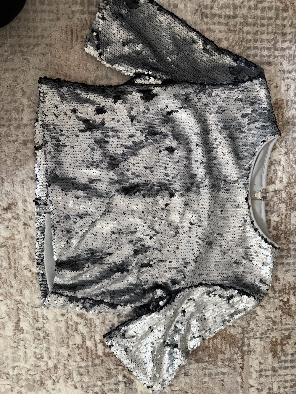 Silver Sequin Crop Top - Women's Shimmer Party Top